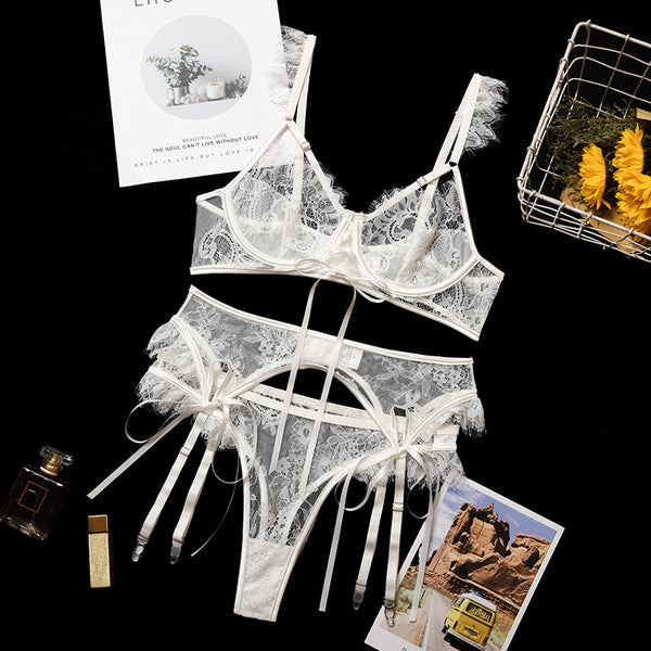 Dalia collection 2 piece lace with signature ties bikini lingerie set